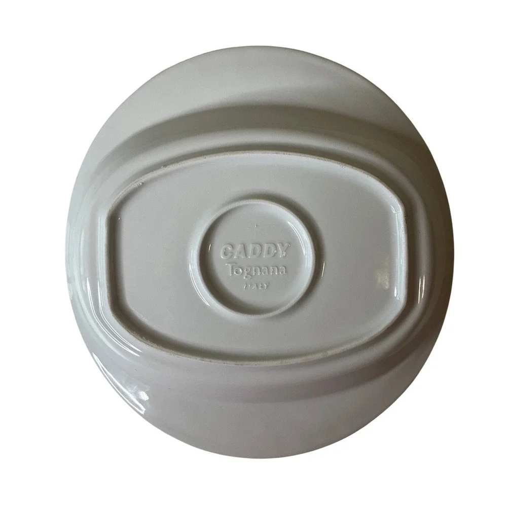 Set (4) Caddy Tognana Italy White Ceramic‎ Bowls Plates Textured Rim Replacement
